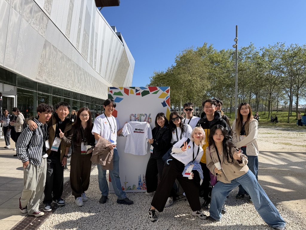 Anna with fellow students at an international design event